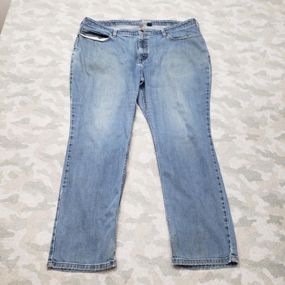 Carhartt Jeans Women's 18 Blue Straight Leg Relaxed Fit Denim Medium Wash Work
